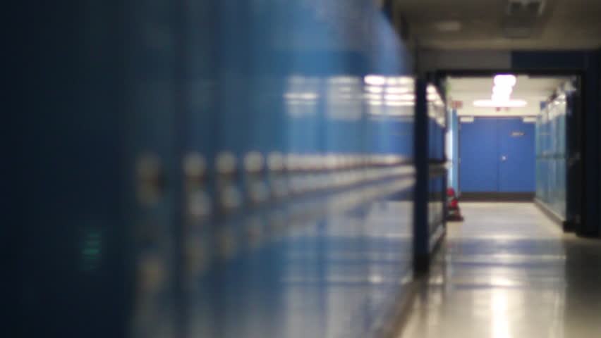 empty school hallway lockers rack focus Stock Footage Video (100% ...