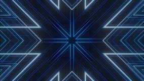 Abstract tribal looping animated background. Seamless symmetric kaleidoscope backdrop from hypnotic rays. VJ style Flowing ornament footage.