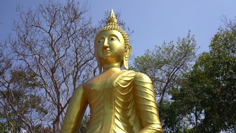 Golden Image Large Buddha Image Timelapse Stock Footage Video (100% ...