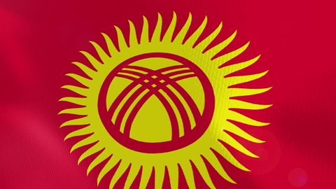 Kyrgyzstan realistic closeup flag animation. Perfect for Background. Seamless Looping.