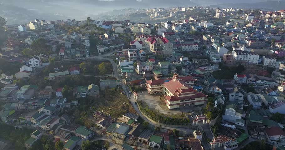 dalat cityscape from aerial view
