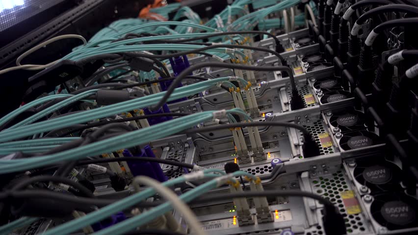 Server rack close up. Modern datacenter. Data Network Hardware Concept. 4K.  | Shutterstock HD Video #1023478756