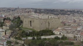 Aerial view of the Sant'Elmo Castle in Naples - Castle in Napoli - drone 4K video