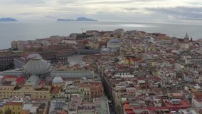 Aerial view of downtown Naples, Italy - Napoli 4K drone video
