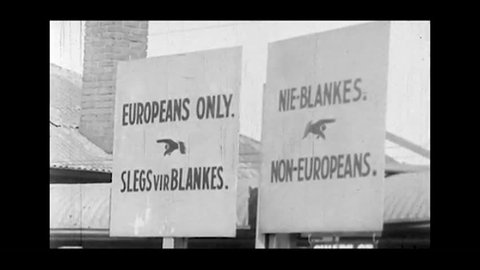 Cape Town, South Africa. About 1965. Signs of racial discrimination.