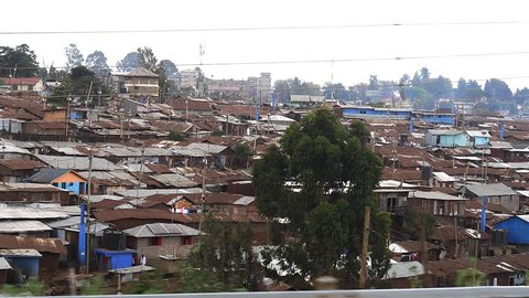 Slum or Township at the exit of Nairobi, Kenya, Slow motion