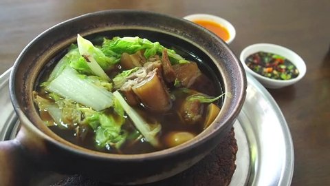 Bak kut teh, a Malaysian broth soup with herbs and spare ribs.