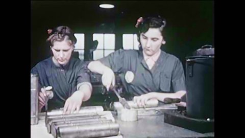 CIRCA 1940s - Women work in factories and as fire fighters during World War II in America