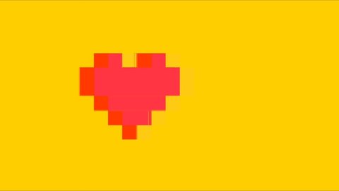 pixel art glitch heart with tv interference dynamic video animation for colorful holiday retro futuristic style digital footage