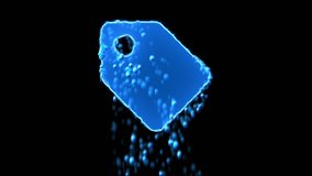 Liquid symbol tag appears with water droplets. Then dissolves with drops of water. Alpha channel black - Powered by Shutterstock - Get 15% off with code: PIKWIZARD15