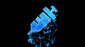 Liquid symbol syringe appears with water droplets. Then dissolves with drops of water. Alpha channel black - Powered by Shutterstock - Get 15% off with code: PIKWIZARD15