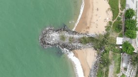 Aerial breakwater footage