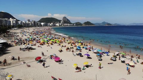 Aerial view from Copacabana Beach, Rio de Janeiro, Brazil.