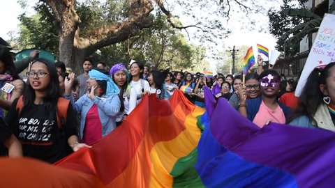 Guwahati, Assam, India. Feb. 03, 2019. Members and supporters of the Lesbian, Gay, Bisexual, Transgender (LGBT) community during Queer Pride Walk 2019, in Guwahati. 