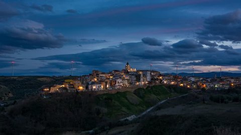 Lavello of Basilicata at Sunset between the wind turbines