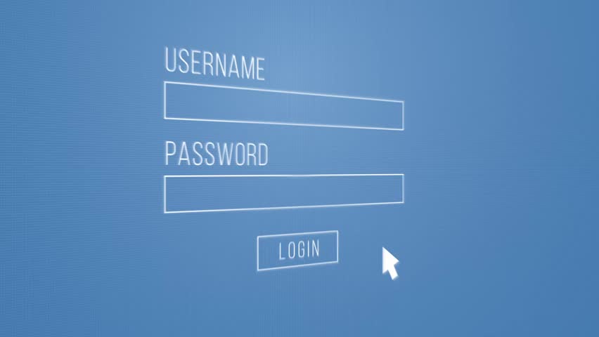 Animation process of entering computer username and password with access denied screen. Blue background Royalty-Free Stock Footage #1023540097