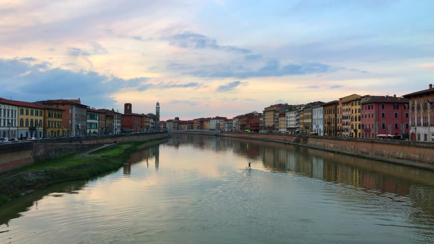 Pisa, Italy - 11 11 2018: Pisa Arno River