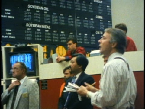 WINNIPEG, MANITOBA, 1990, Winnipeg Commodities Exchange, stockbrokers, traders