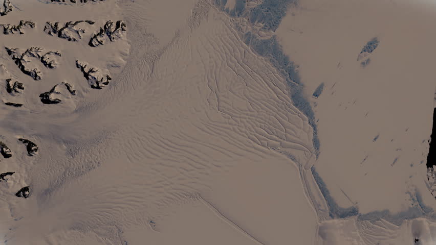 Antarctica Changing Larsen Ice Shelf aerial satellite view, night to day shadow moving on land. Contains public domain image by NASA/ESA
