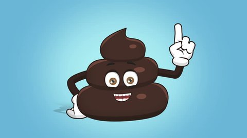 Cartoon Funny Brown Poop Turd Idea with Face Animation Alpha Matte