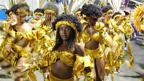 RIO DE JANEIRO, BRAZIL - FEBRUARY 14, 2018: Samba Dancer at the Carnival Parade.