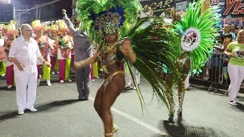RIO DE JANEIRO, BRAZIL - FEBRUARY 14, 2018: Samba Dancer at the Carnival Parade.