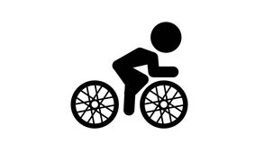 cycling icon. bike sign. 2d Animation, cartoon, illustration, vector. Web page symbol. Black and white, alpha channel.