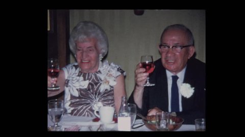 1971 Family toasts elderly couple on their 50th Anniversary