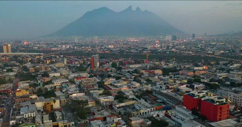 Aerial shot city with mountains Monterrey Mexico