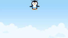 Parachute penguin, cartoon animation
