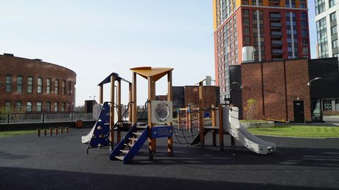 Playground in a apartment building yard. Empty
