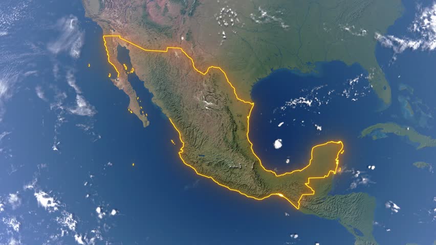 Realistic 3d animated earth showing the borders of the country Mexico and the capital Mexico City in 4K resolution Royalty-Free Stock Footage #1023627415