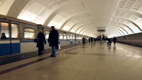 modern station and metro trains of the big city. modern subway station. timelapse. Motionlapse