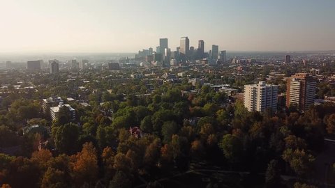 Aerial view of Denver from city park in Colorado, USA
