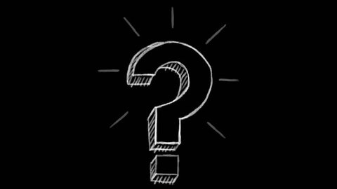 animated question mark, black chalk section, ideal for compositing, use as a mask, ideal footage to represent the idea concept