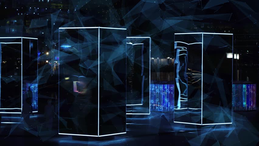 Galaxy abstraction reflection animation, shining galaxy abstract universe cosmic view.