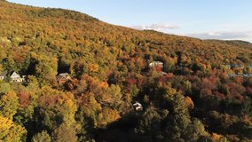 Aerial view of some rural fall color landscape at Quebec, Canada