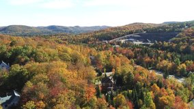 Aerial view of some rural fall color landscape at Quebec, Canada
