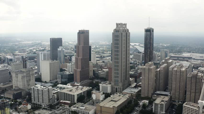 Aerial Helicopter View of Downtown Atlanta