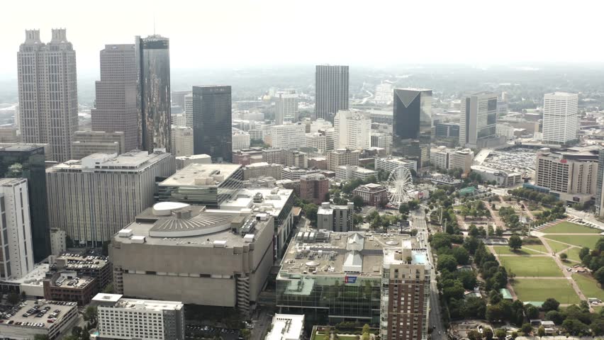 Aerial Helicopter View of Downtown Atlanta