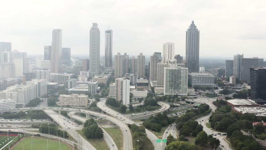 Aerial Helicopter View of Downtown Atlanta