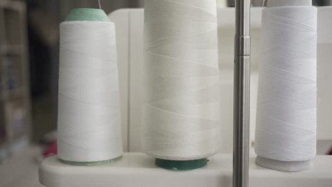 Sewing Machine On Table Workshop Fabric Stock Footage Video (100% ...