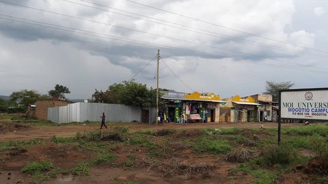 Nairobi, Kenya, 09/15/2018, Village on the Road from Nairobi to Tsavo Park, Kenya, Slow Motion