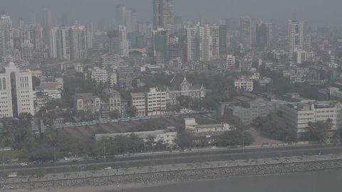Mumbai marine drive, 4k aerial ungraded/flat