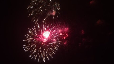 Amazing fireworks in 4K. Slow motion 60 fps