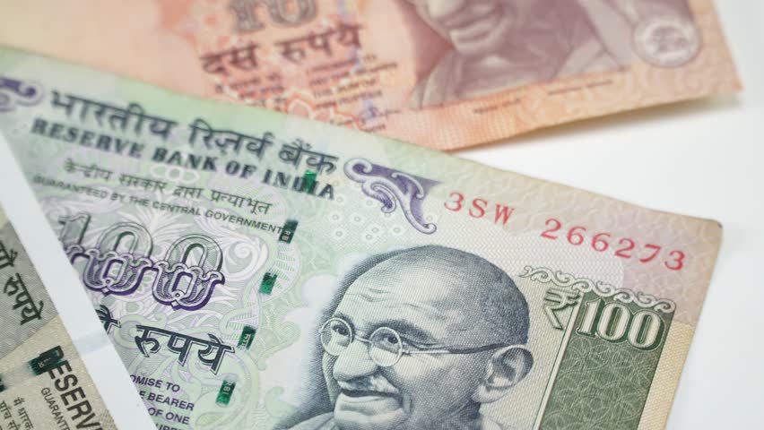 India money on the rotating desk. 4K