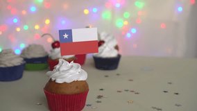 The Fiestas Patrias of Chile. Cupcake with Chile flag. Patriotic holiday  - Powered by Shutterstock - Get 15% off with code: PIKWIZARD15