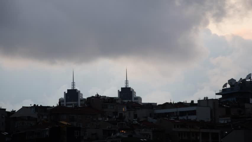 Watching two skrscrapers from far away in a big big metropolitan city of ?Stanbul. 