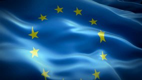European Union flag video waving in wind. Realistic Euro Flag background. Europe Flag Looping Closeup 1080p Full HD 1920X1080 footage. European Union EU country flags footage video for film,news
