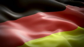 Germany waving flag. National 3d Deutchland flag waving. Sign of Germany seamless loop animation. Deutchland flag HD resolution Background. German flag Closeup 1080p Full HD video for presentation
